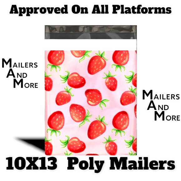 50 10X13 Strawberry Flat Poly Mailers PRICE IS FIRM CLEARANCE - Picture 2 of 5